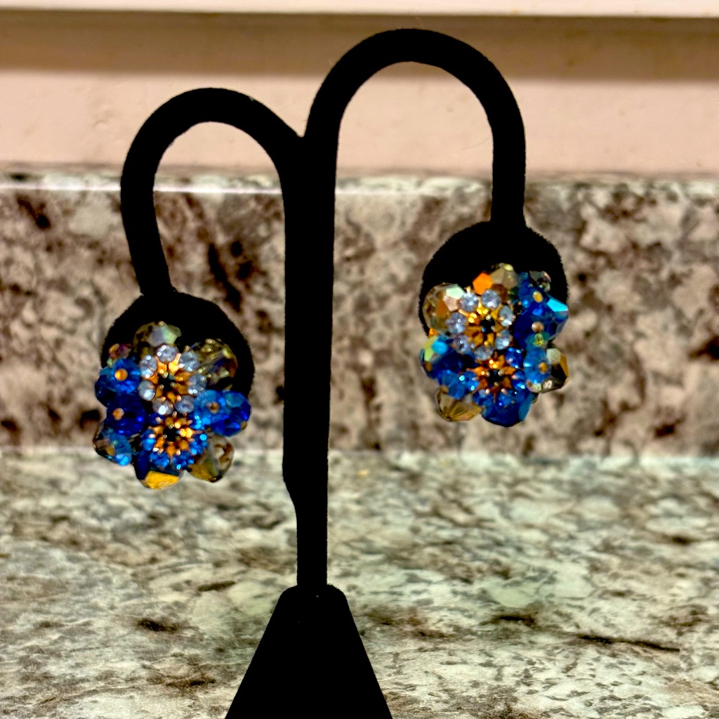 Vendome Vintage Blue Crystal Earrings
